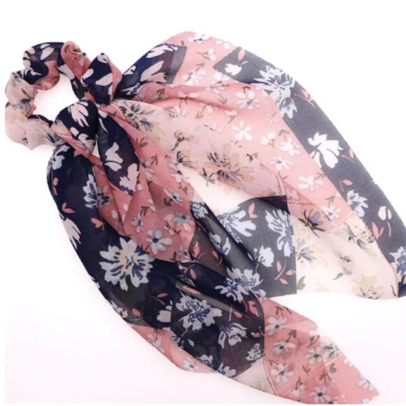 NWT Marta Scrunchie Bow Blue and Pink Floral Hair Tie - Picture 7 of 8